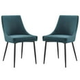thumbnail image 1 of Side Dining Chair, Set of 2, Fabric, Metal Steel, Black Blue, Modern Contemporary Urban Design, Kitchen Room Cafe Bistro Restaurant Hospitality, 1 of 8