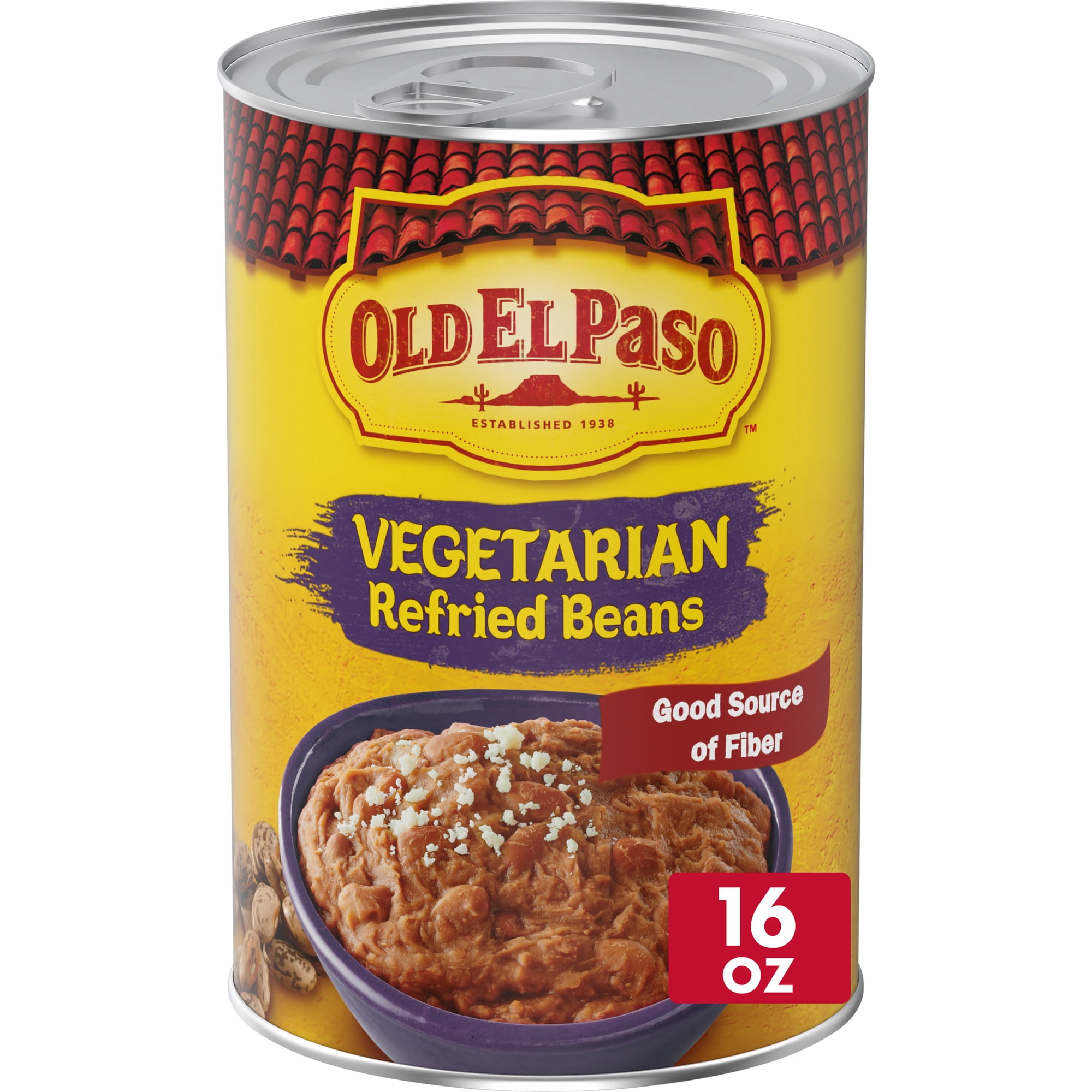 Old El Paso Vegetarian Refried Beans, Meal Prep, Good Source of Fiber, 16 oz