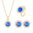thumbnail image 2 of Fiudx Conjunto de Joyas de Cristal, Elegante Collar con Colgante Redondo, Impresionante Par de Pendientes, Hermosa Pulsera, Perfecto para Fiestas o Regalos, Ideal para Mujeres y Niñas, Especial de Sa, 2 of 6