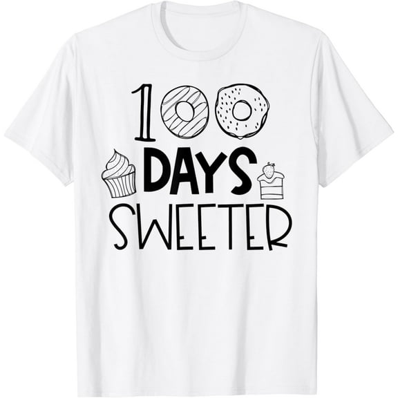 100 Days Sweeter Funny Cute Donut 100 Days of School T-Shirt