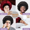 thumbnail image 4 of Gorro de dormir de satén para hombre, reversible, doble capa para cabello rizado y trenzas, talla grande, color negro., 4 of 5