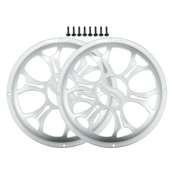 Unique Bargains 2 Pcs 8" Car Speaker Grills Cover Round 8 Inch Audio Subwoofer Protector with Screws ABS Silver Tone