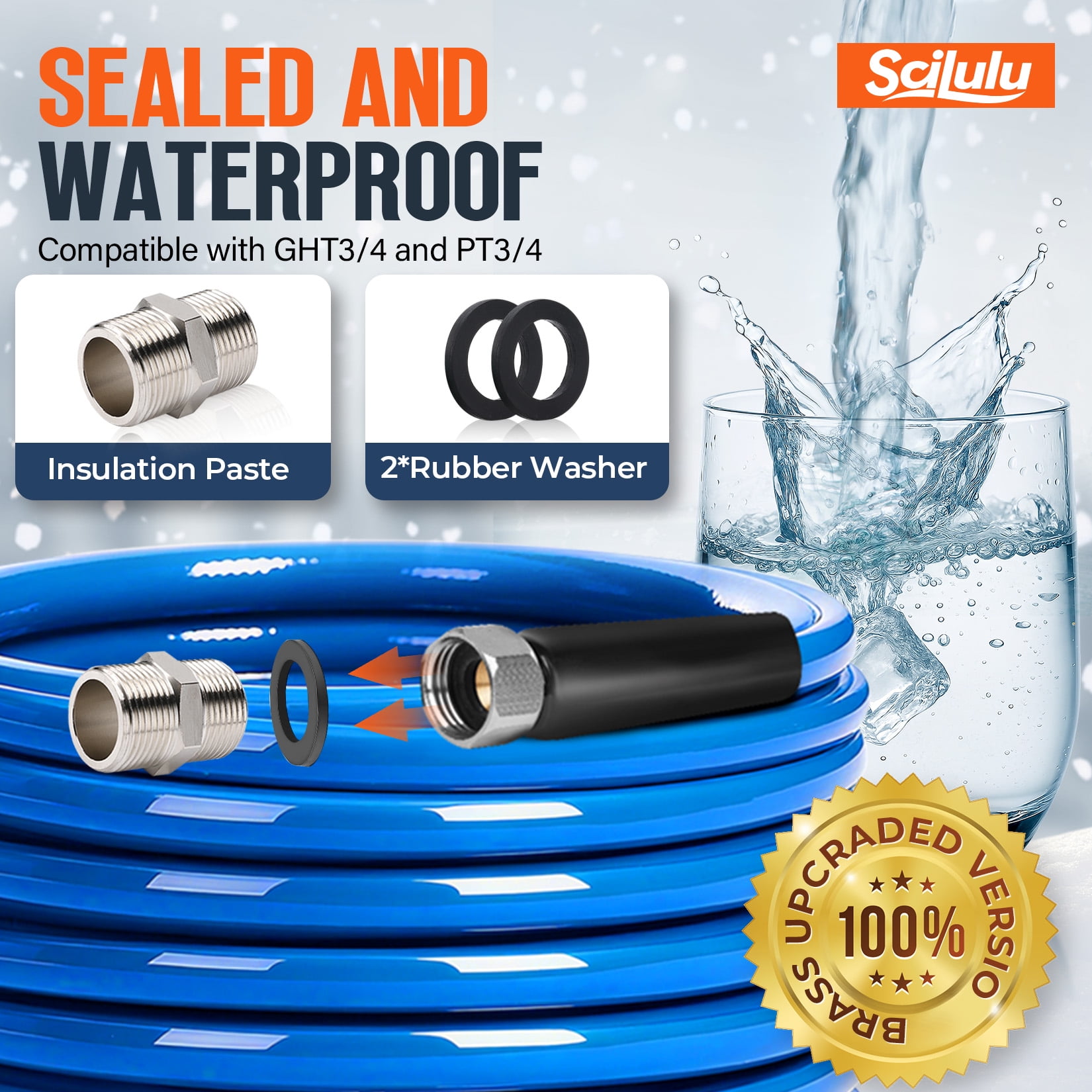 Scilulu RV 75 FT Heated Water Hose Outdoor Drinking Water Hose Freeze Protection Down to -45 F for RV Trailer