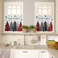 thumbnail image 4 of Christmas Trees Kitchen Curtains and Valances Set, Rod Pocket Curtains Tier Farmhouse Window Curtains 24 Inch Length, Red Black Grey Xmas Pine Winter Snowflake 3 Piece Kitchen Curtains Set, 4 of 6