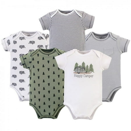 UPC: 0660168669091 | Touched by Nature Baby Boy Organic Cotton Bodysuits 5pk  Happy Camper  0-3 Months