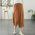 thumbnail image 2 of VEKDONE Pantalons Capri en Coton et Lin pour Femmes Orange m, 2 of 3