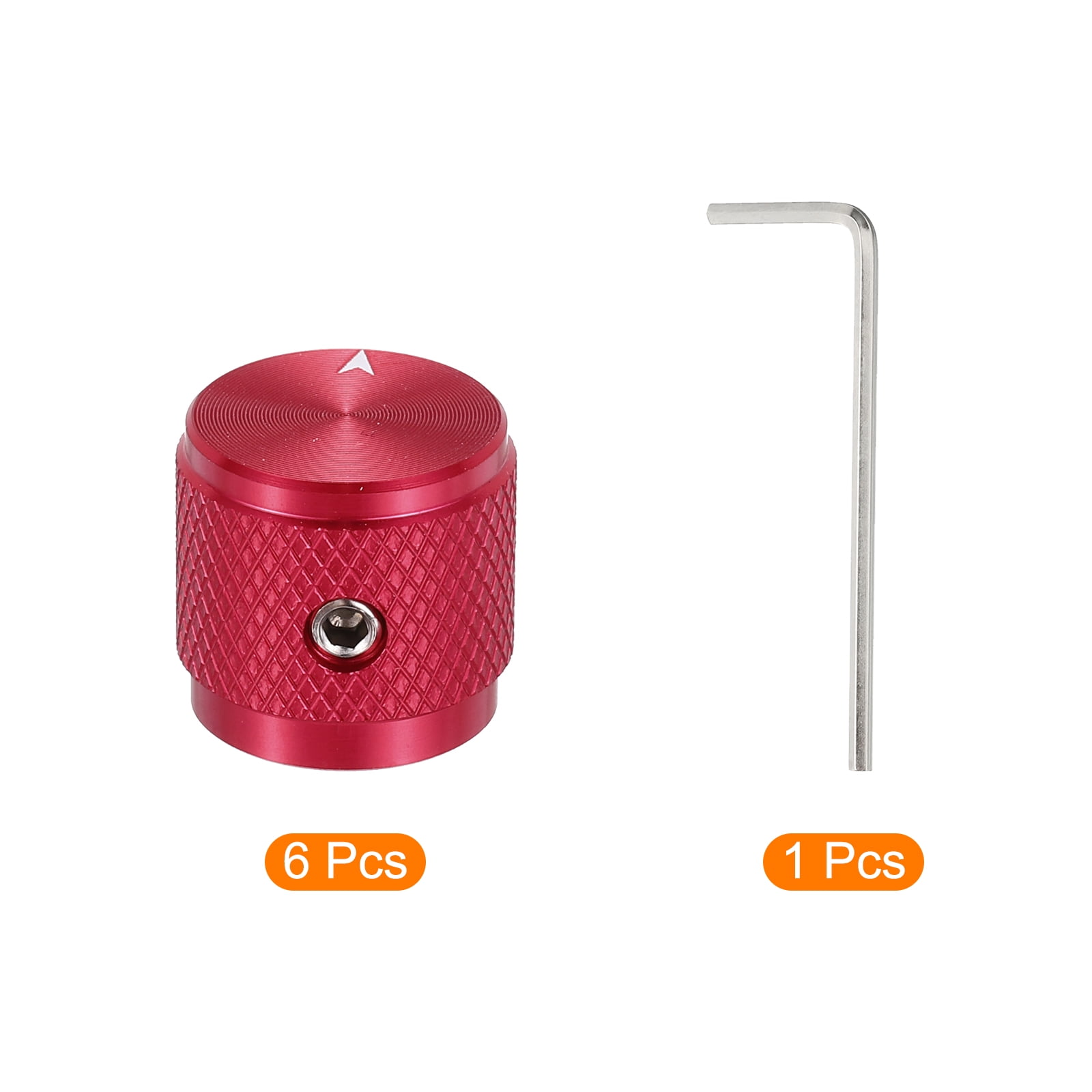 Uxcell 6 Pcs Aluminium Potentiometer Knobs, 1/4" (6mm) Universal Volume Tone Control Knobs with Arrow Indicator for Guitar, 5/8" Red