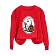 thumbnail image 6 of thefmos Women's Long Sleeve Pullover Sweatshirt Halloween Print Lightweight Solid Color Casual Top Trendy Spooky Season Outfit, Red L, 6 of 6