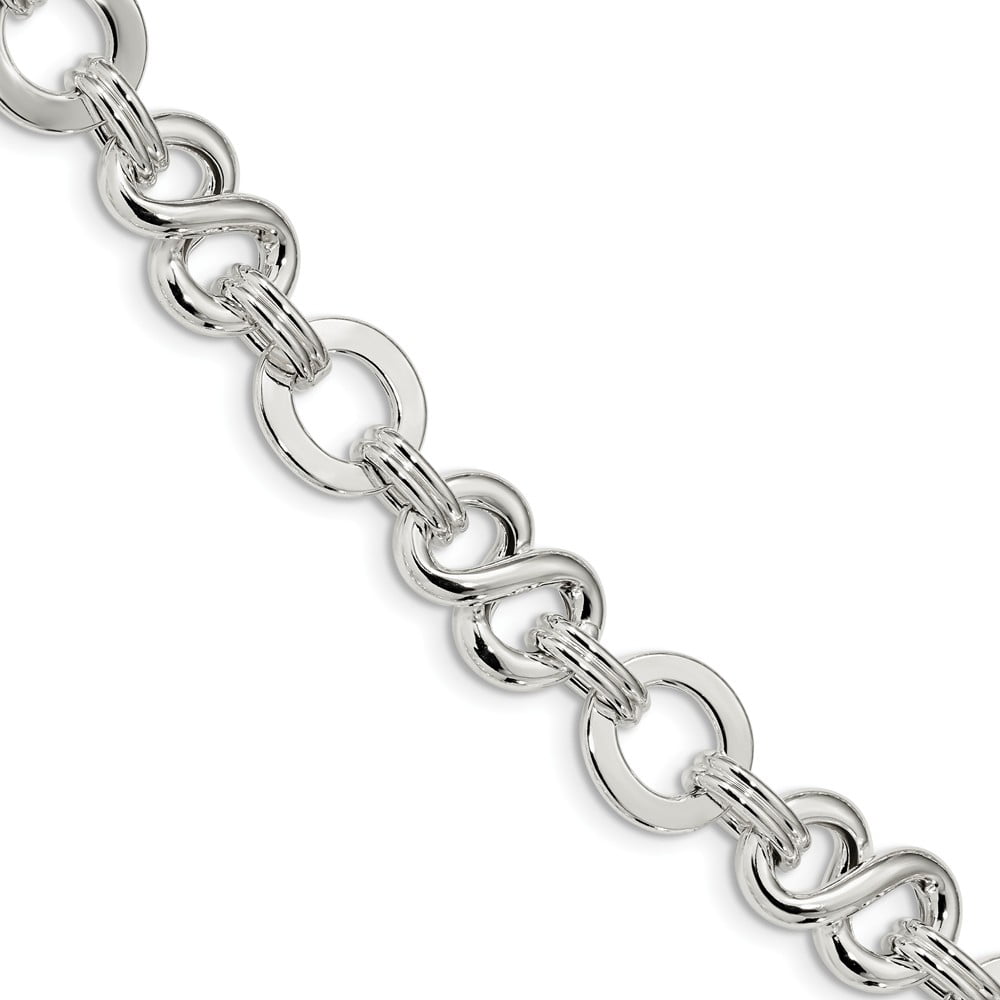 7.5 Sterling Silver 12.8 MM Polished Infinity Symbol Fancy Link Bracelet