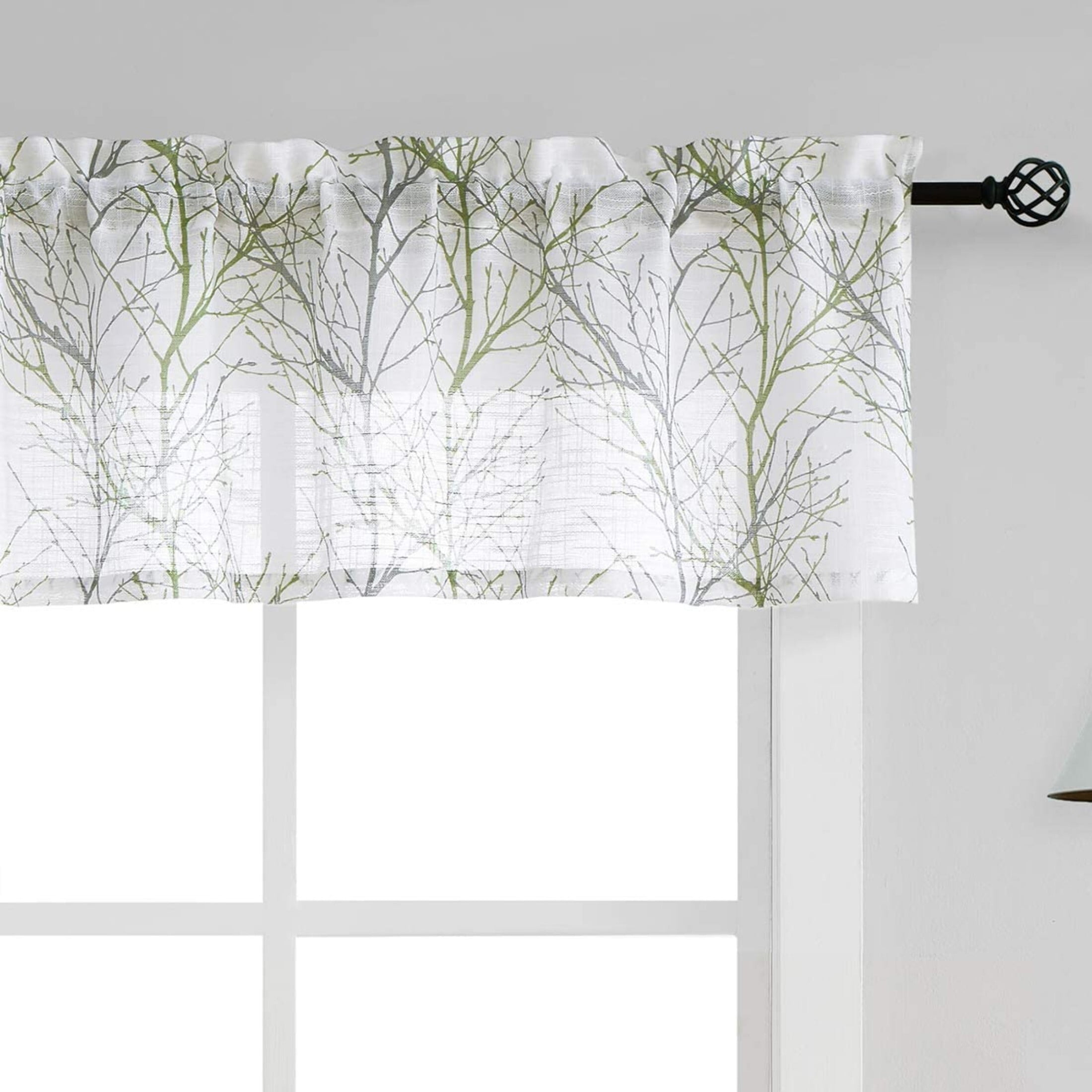 Decoultimatex Green Valance Curtains for Windows Print Tree Branch Semi
