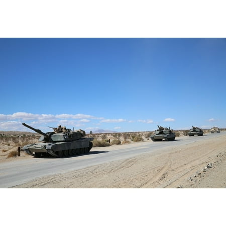 1st Marine Tank Battalion (LAMINATED POSTER Marines with Company A, 1st Tank Battalion, 1st Marine Division, conduct a convoy to a staging area Poster Print 24 x)