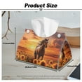 thumbnail image 7 of ZUXONGSY Sunflower Horse Tissue Box Cover 2 PCS PU Leather Tissue Cube Box Cover with Buckle Facial Paper Organizer Dispenser Wear Resistant Rectangular Tissue Box Cover Attractive Decor, 7 of 7