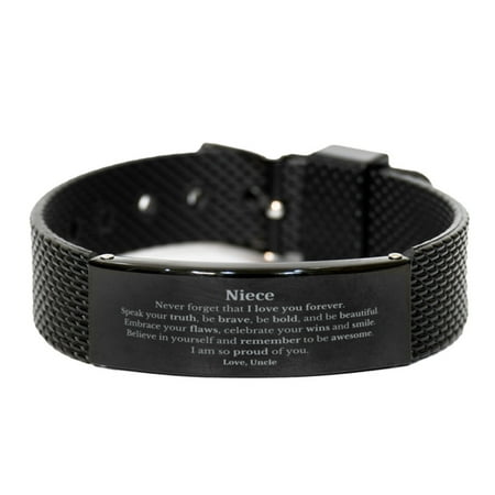 Niece Black Shark Mesh Bracelet Never forget that I love you forever Inspirational Niece Birthday Unique Gifts From Uncle