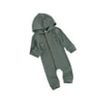 thumbnail image 2 of Gureui Newborn Baby's Solid One-piece Rompe, Long Sleeve Front Single Breasted Hooded Bodysuit with Two Front Pockets, 2 of 7