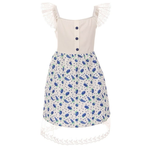 Toddler Girls Cap Sleeve Lace Polka Dot Berry Birthday Flower Girl Dress White 2T XS (P900281P)
