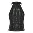 thumbnail image 2 of TTAO Womens Sequins Suit Vest Lapel Sleeveless Glitter Sparkly Dressy Waistcoat for Rave Dance Party Black M, 2 of 7