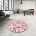 thumbnail image 4 of Ahgly Company Machine Washable Indoor Square Transitional Pink Bubble Gum Pink Area Rugs, 4' Square, 4 of 7