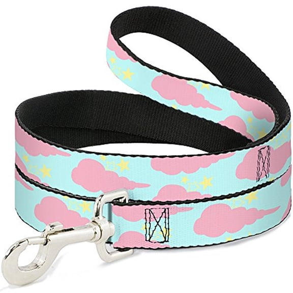 buckle-down pet leash, cloudy starry sky aqua pink yellow