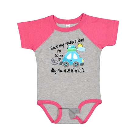 

Inktastic Book My Reservation! I m Going to My Aunt and Uncle s Gift Baby Boy or Baby Girl Bodysuit