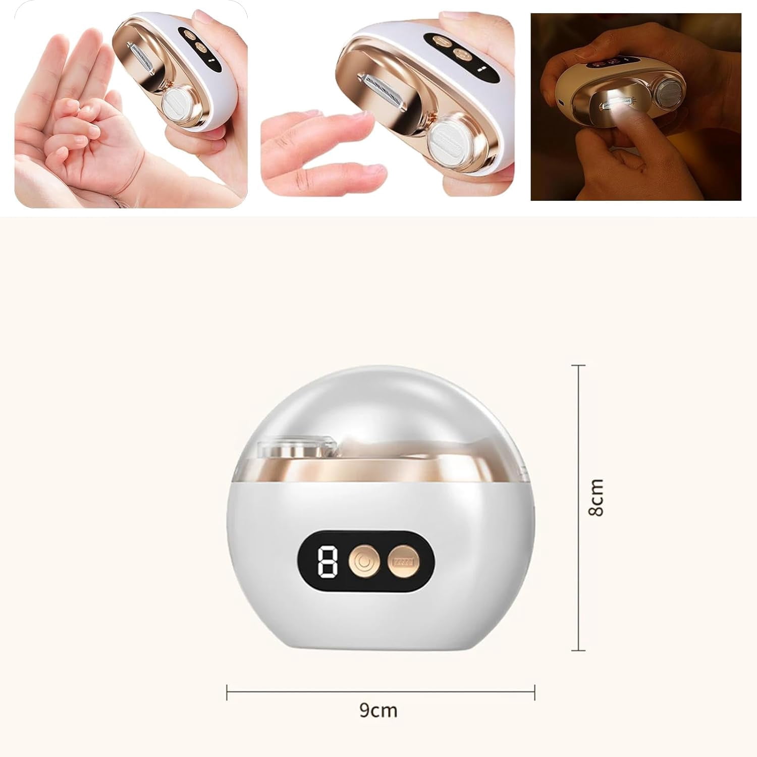 Multi-Functional Electric Nail Trimmer, 3 in 1 Automatic Electric Nail Clipper, Baby Nail Trimmer, with LED Light & Nails Scraps Storage (Orange*2PCS)
