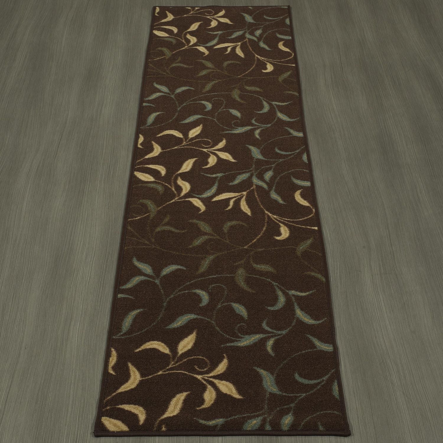 Ottomanson Ottohome Collection Non-Slip Rubberback Leaves Design Indoor Rug/ Mat