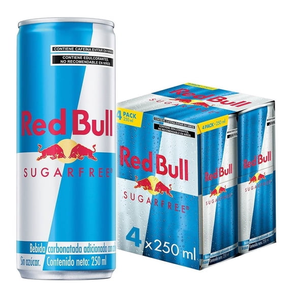 Bebida energética Red Bull Sugar Free 4 pack de 250 ml c/u