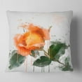 thumbnail image 2 of Designart Orange Rose Sketch Watercolor - Floral Throw Pillow - 16x16, 2 of 5