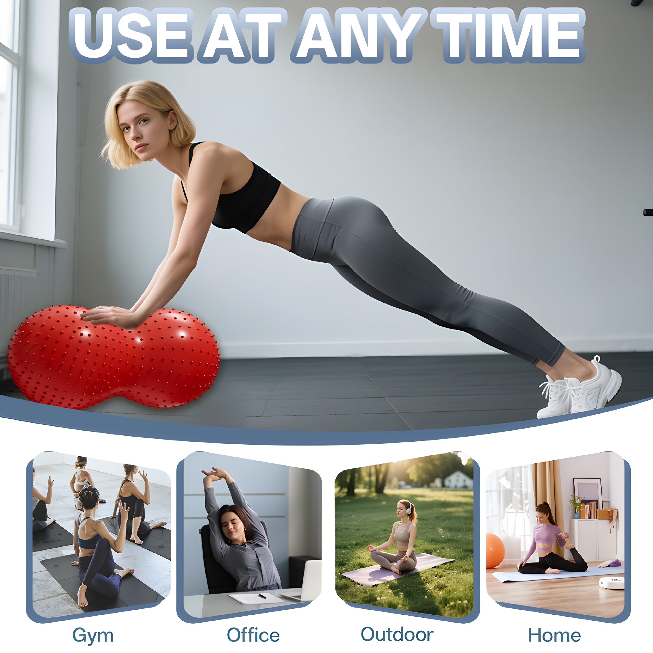 BESTSKY Exercise Ball,35.4"*17.7"*17.7" Peanut Ball,Anti-Slip Workout Ball,Red