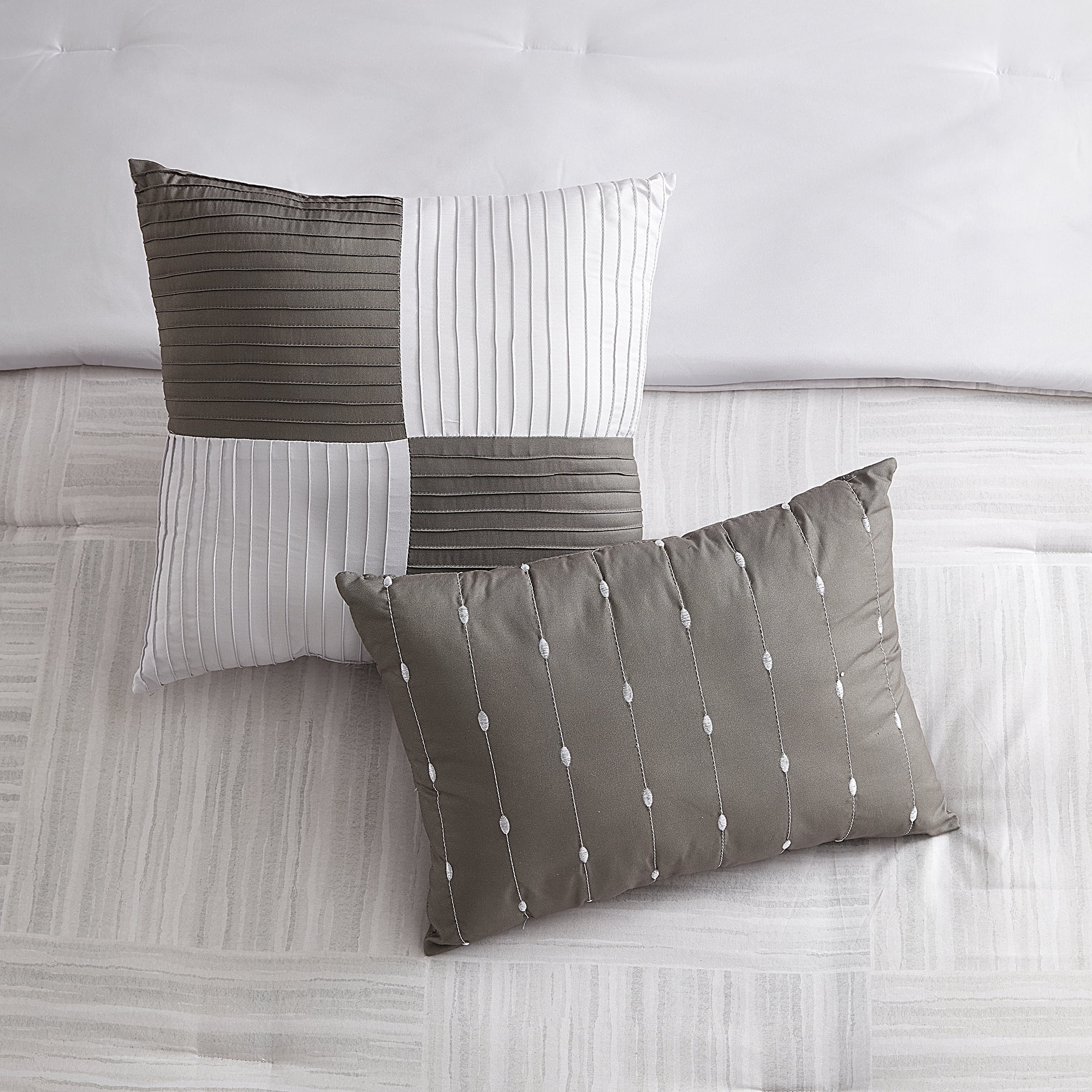 Sweet Home Collection Walter 7 Piece Stripe Squares Comforter Set