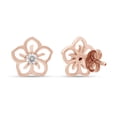 thumbnail image 4 of Round Cut Lab Created Moissanite Diamond Flower Stud Earring For Women In 14k Rose Gold Plated Sterling Silver (G-H Color,VVS1 Clarity,0.10 Cttw), 4 of 7