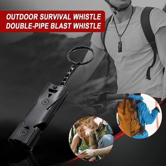 Dvkptbk The Whistle Sifflet de Survie Extérieur en Acier Inoxydable à Double Tube à Haute Fréquence Camping et Randonnée