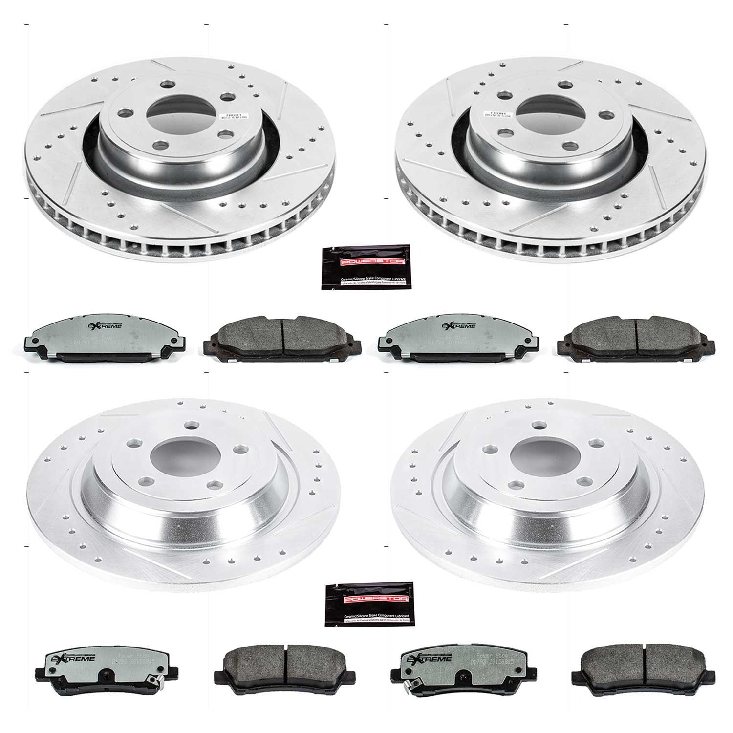 PowerStop Front and Rear Z26 Street Warrior Carbon-Fiber Ceramic Brake Pad and Drilled and Slotted Rotor Kit Fits: FORD Select Models K6808-26