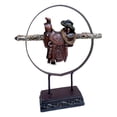 thumbnail image 3 of Faux Tooled Leather Western Country Horse Saddle Cowboy Hat & Lasso Rope Countertop Sculpture Figurine Statue On Wood Like Base, 3 of 3