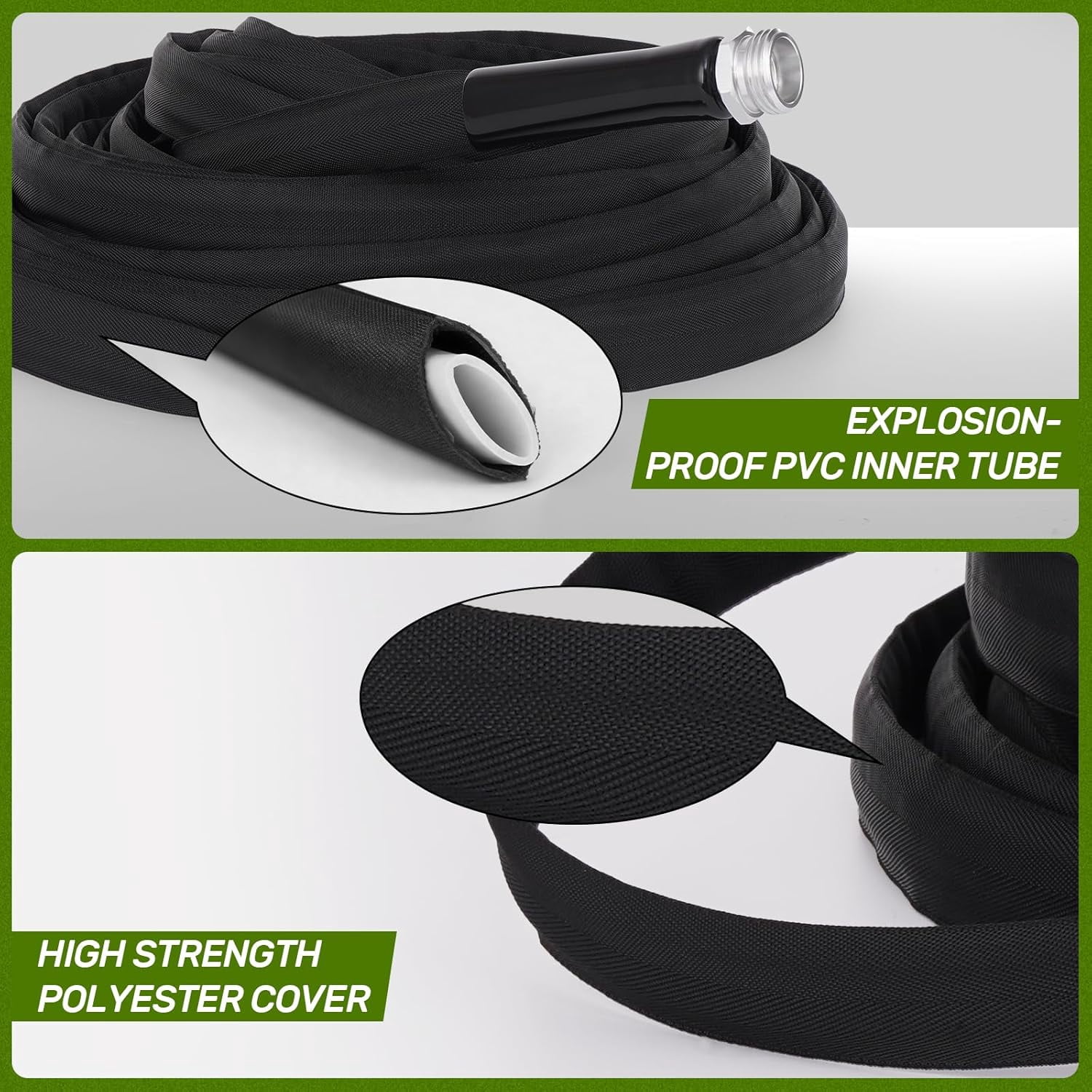 HGLCM Garden Hose 25FT, Lightweight, Ultra Flexible, Durable, Kink-Free Garden Hose, RV, Marine and Camper Hose,550 PSI