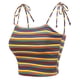 thumbnail image 1 of Top sin mangas de verano sin mangas con tirantes finos y tirantes finos con lazo a rayas arcoíris para mujer Multicolor Negro XS, 1 of 6