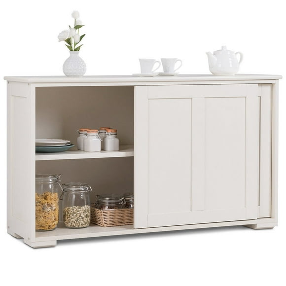 Costway Kitchen Storage Cabinet Sideboard Buffet Cupboard Wood Sliding Door Pantry