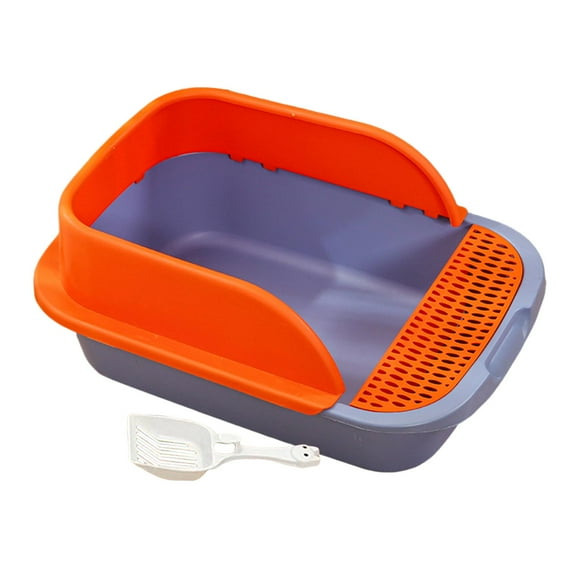 Caja de arena para gatos Sunnimix con marco Bandeja de arena para gatos Naranja Azul Medio