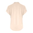 thumbnail image 4 of WULMLEO Linen Tops for Women Cotton Shirts Womens Short Sleeve Trendy Summer Casual Basic Tees V Neck Shirt Layering Fitted Tshirt Beige 2XL, 4 of 6