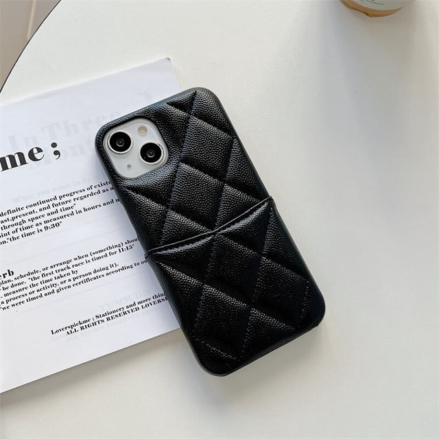 Estuche de cuero a prueba de golpes con patrón de rombos de lujo para iPhone 14 11 12 13 Pro Max, lindo tarjetero de moda zhangyuxiang LED