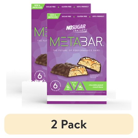 (2 pack) No Sugar Company Metabar Chocolate Peanut Butter Protein Bars, 4 Count