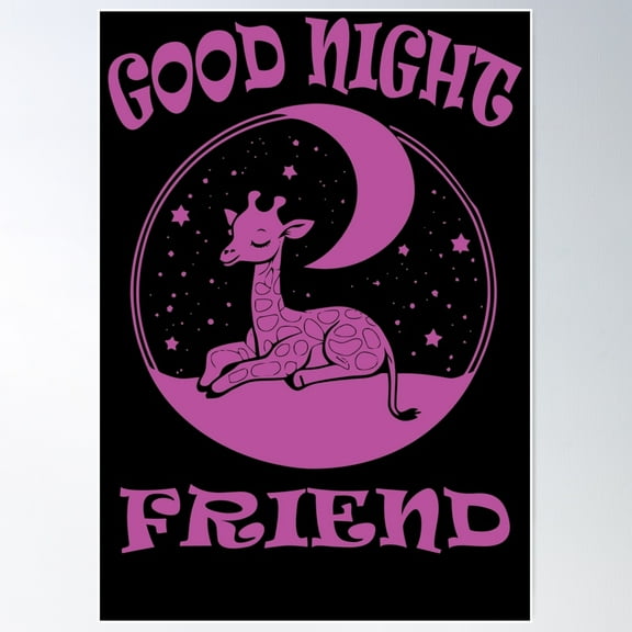 Good Night Giraffe - Fuchsia Poster Wall Art, Modern Wall Decor For Living Room Bedroom, 8x12 UNFRAMED