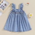 thumbnail image 3 of Bagilaanoe Toddler Baby Girl Denim Dress Sleeveless A-line Princess Dresses 6M 12M 18M 24M 3T 4T Kids Casual Swing Sundress, 3 of 7
