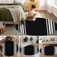 thumbnail image 6 of 3ft Round Rug, Black Striped Non-Skid Rubber Backing Large Area Rugs - Living Room Bedroom Home Office, Farmhouse Black White Stripes Indoor Floor Mat Carpets Washable Rug, 6 of 9