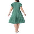 thumbnail image 3 of Agnes Orinda Women's Plus Size Dresses Flowy Tiered V Neck Ruffle Sleeve Summer Casual Midi Dresses with Pockets 2X Green, 3 of 6