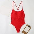 thumbnail image 6 of Sngxgn Swimsuit for Women Bathing Suits Front Cutout Adjustable Straps Ruched Swimwear(Red,M), 6 of 7