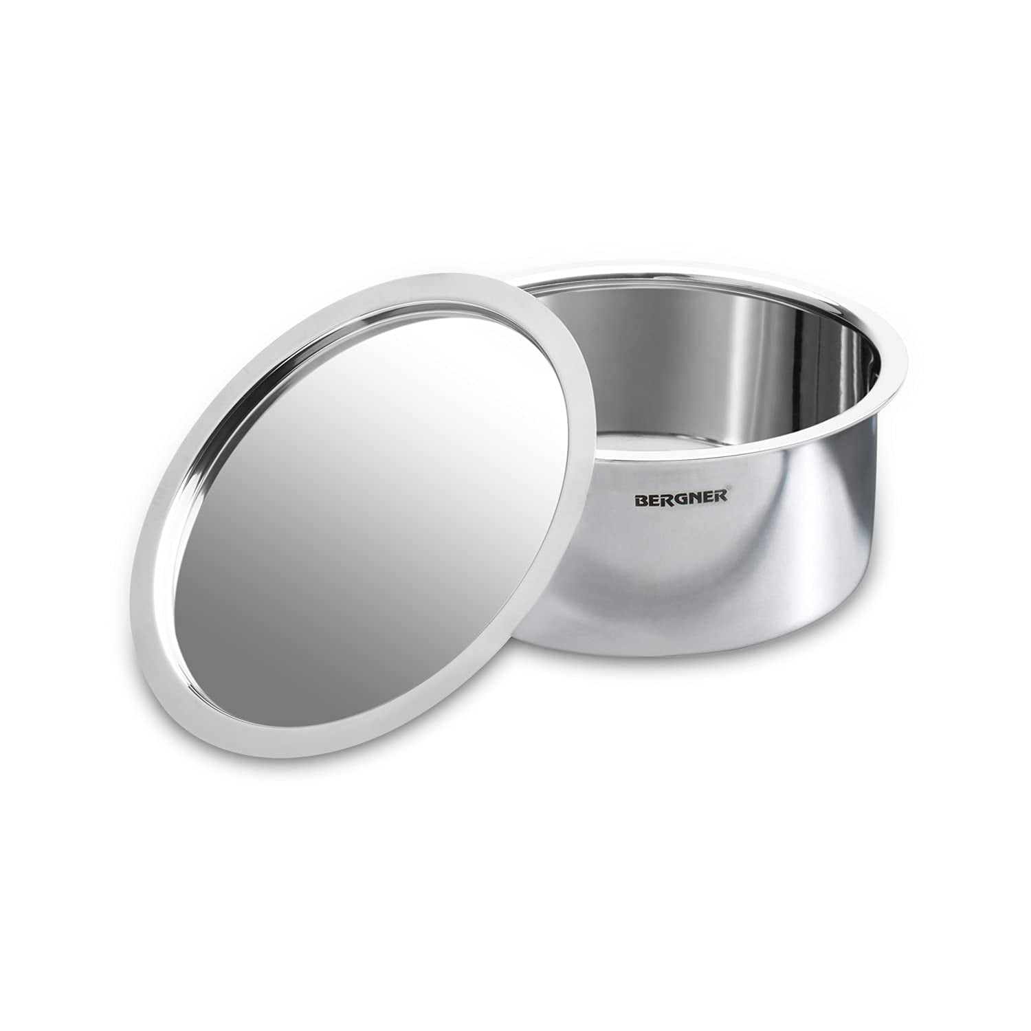 Argent Triply 18 Cm Cauldron, Tope, Handi, Patila 2.4 Liters Capacity With Stainless Steel Lid - For Grains, Soups, Canning, Desserts, Broth, Multi-layered Mirror Finish | Silver Stainless Steel