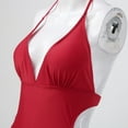 thumbnail image 4 of Aayomet Plus Size Swimsuit for Women Tummy Control Bathing Suit V Neck Ruched Modest Swimwear,Red S, 4 of 4