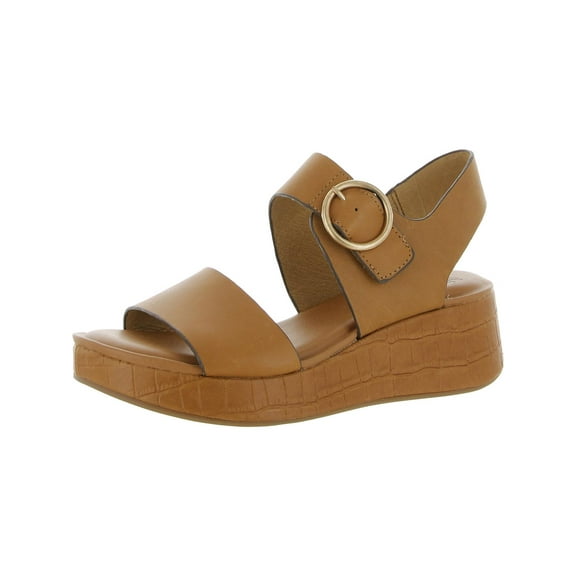 Sofft Womens Faedra Leather Animal Print Wedge Sandals