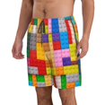 thumbnail image 2 of Fotbe Colorful Plastic Blocks Pattern Trajes de Baño Estampados para Hombre, Shorts de Verano de Secado Rápido, Ropa de Playa, Bañadores-Medium, 2 of 6