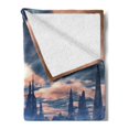 thumbnail image 2 of Fantasy Soft Flannel Fleece Throw Blanket, Stormy Apocalypse Sky with Clouds over Rock Towers on Alien World, Cozy Plush for Indoor and Outdoor Use, 50" x 60", Dark Brown Dark Blue, by Ambesonne, 2 of 5